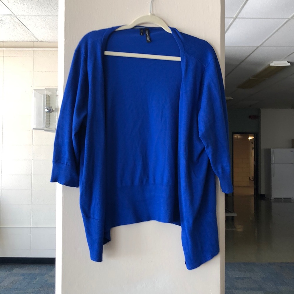 Blue Open Front 3/4 sleeve cardigan